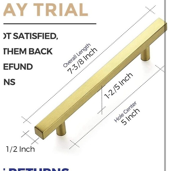 Ravinte Brushed Gold Cabinet Pulls Cabinet Hardware 10 Pack NIB - Picture 3 of 6